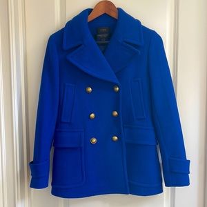 J. CREW — Stadium Cloth by Nello Gori Coat, Cobalt Blue, Size 4 Classic Peacoat